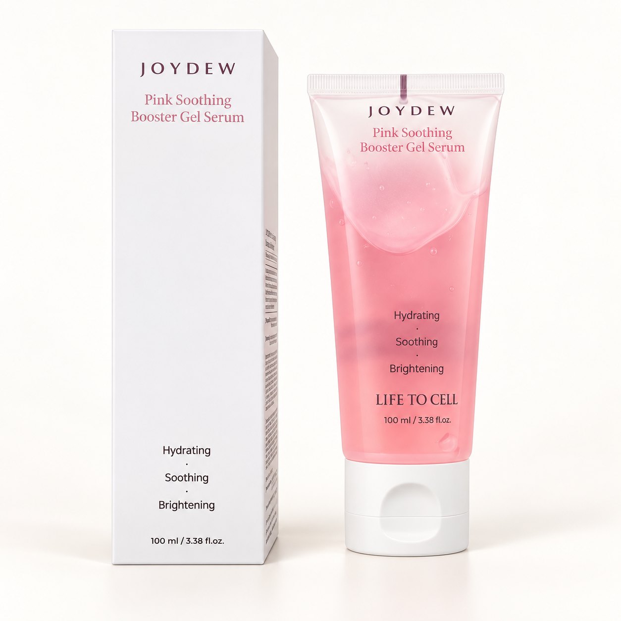 JOYDEW Pink Soothing Booster Gel Serum with its carton