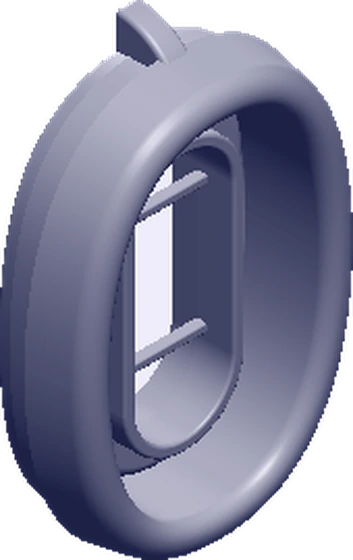 Technical render of the PLUNA General Tip and its oval aperture