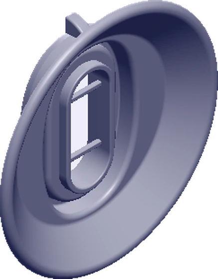 Technical render of the PLUNA Hair and Body Tip and its wide flange