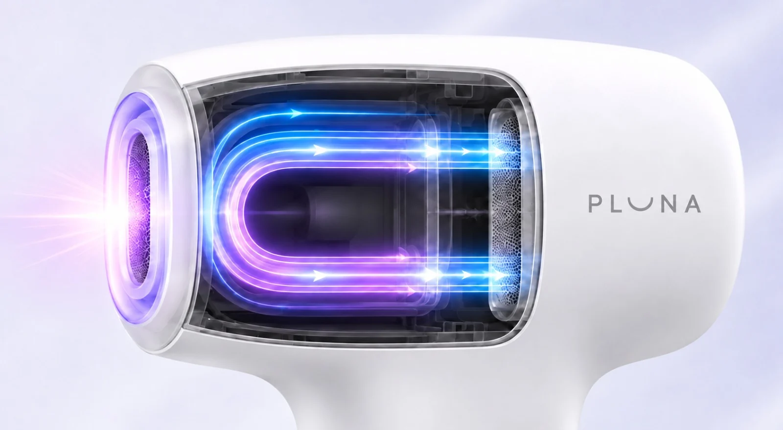 Corte del cabezal de PLUNA que muestra la trayectoria de plasma U-Turn