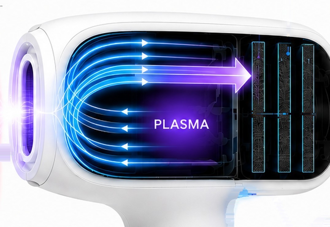 Cutaway of the PLUNA head showing the U-Turn plasma pathway